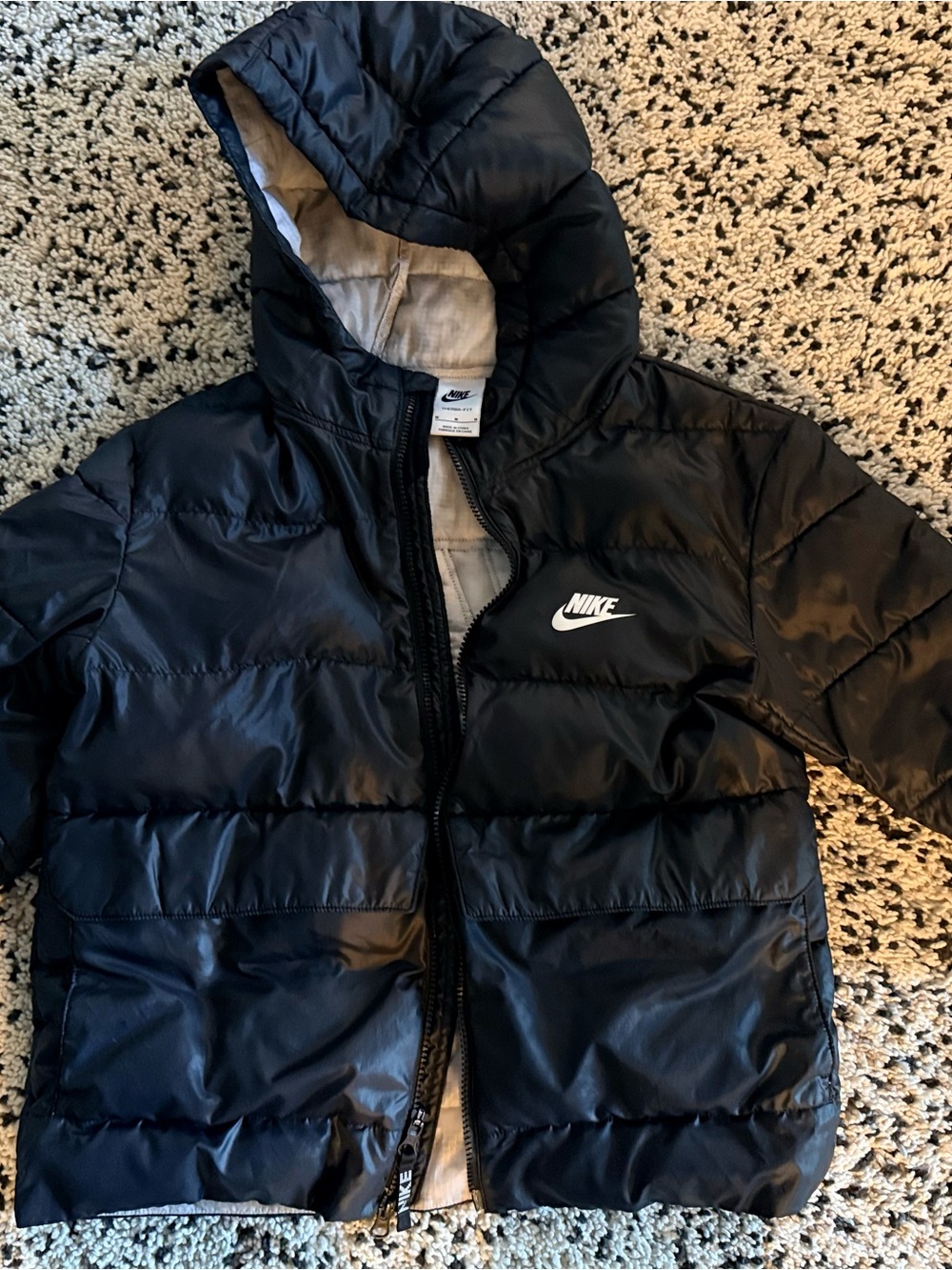 Nike Kids Black Hooded Puffer Jacket